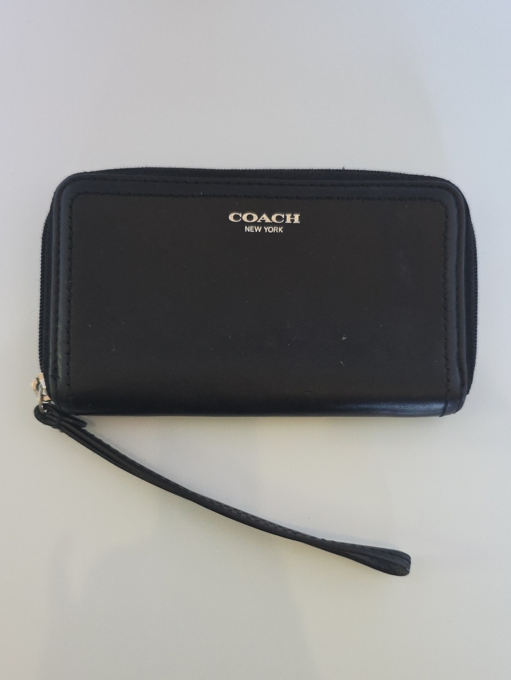 Coach Black Small Leather Zip-Around Wristlet